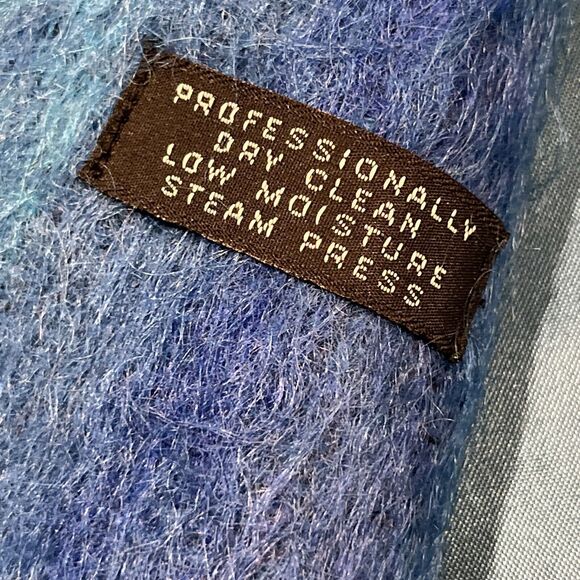 Paul Levy Vintage Blue Purple Green Plaid Striped Mohair Wool Coat Long 44” Bust - Picture 12 of 14